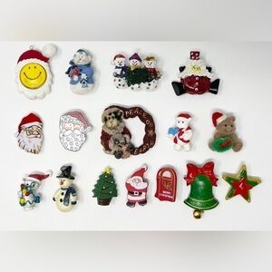 Vintage Lot of 16 Vintage Christmas Brooches